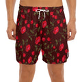Red Rose Floral Flower Pattern Print Men's Split Running Shorts