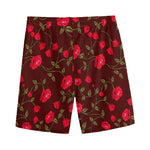 Red Rose Floral Flower Pattern Print Men's Sports Shorts