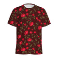 Red Rose Floral Flower Pattern Print Men's Athletic T-Shirt