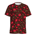 Red Rose Floral Flower Pattern Print Men's Sports T-Shirt