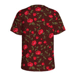 Red Rose Floral Flower Pattern Print Men's Sports T-Shirt