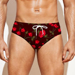 Red Rose Floral Flower Pattern Print Men's Swim Briefs
