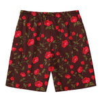 Red Rose Floral Flower Pattern Print Men's Swim Trunks