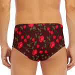 Red Rose Floral Flower Pattern Print Men's Triangle Swim Briefs