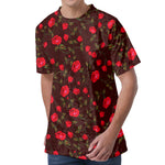Red Rose Floral Flower Pattern Print Men's Velvet T-Shirt