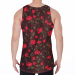Red Rose Floral Flower Pattern Print Men's Velvet Tank Top