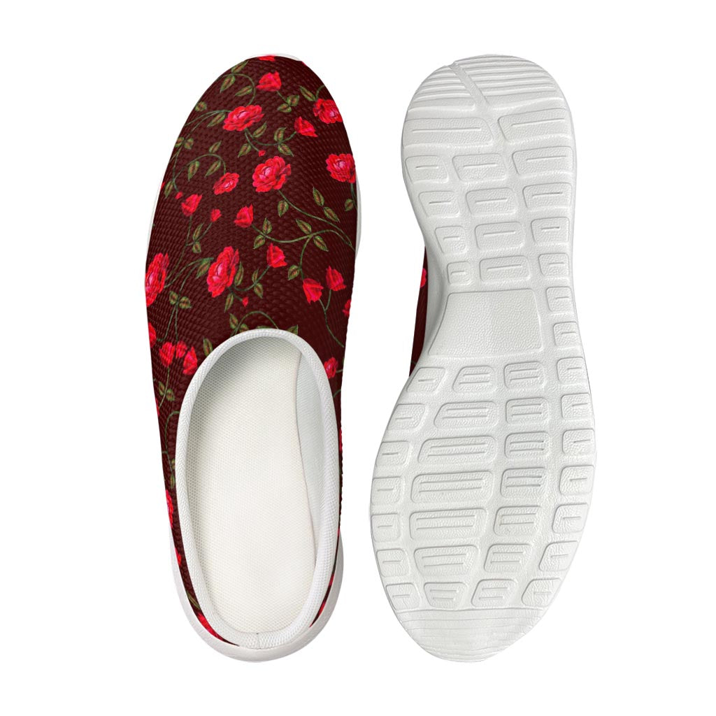Red Rose Floral Flower Pattern Print Mesh Casual Shoes