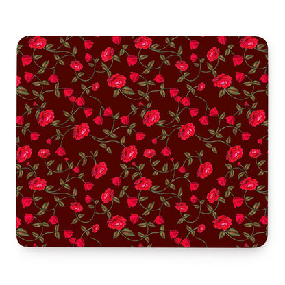 Red Rose Floral Flower Pattern Print Mouse Pad