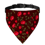Red Rose Floral Flower Pattern Print Over The Collar Dog Bandana