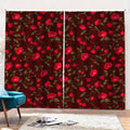 Red Rose Floral Flower Pattern Print Pencil Pleat Curtains