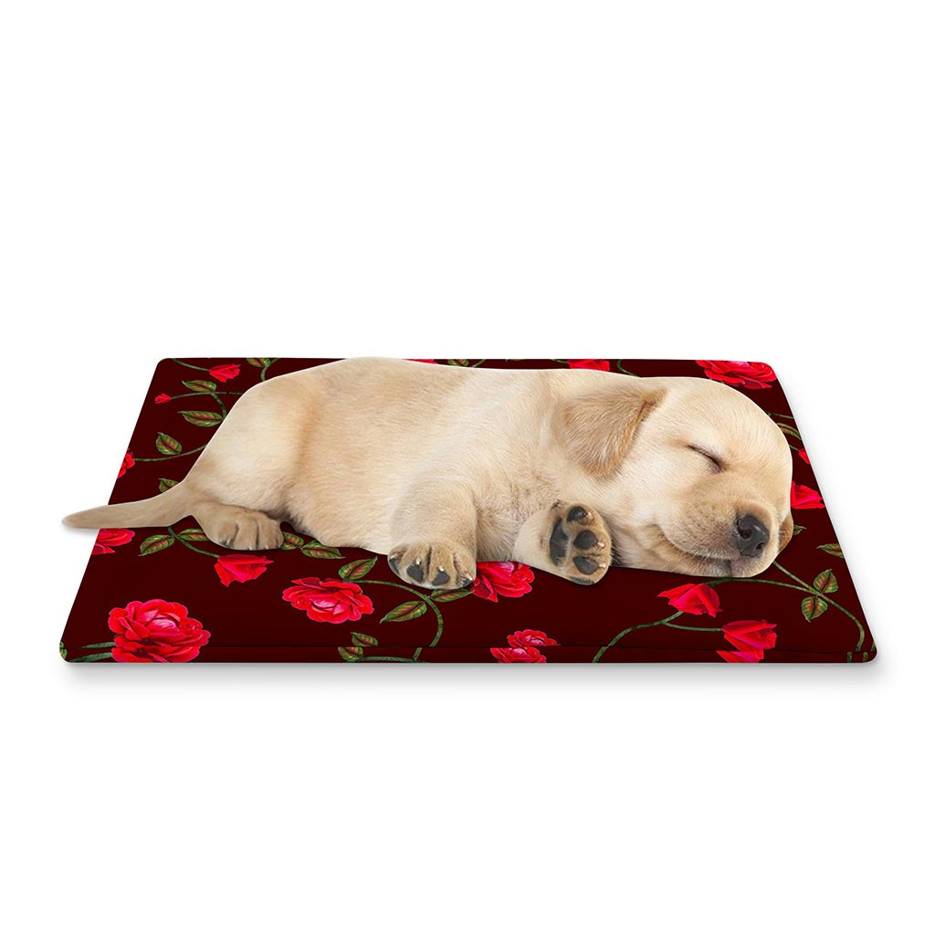 Red Rose Floral Flower Pattern Print Pet Cooling Mat Cover