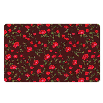 Red Rose Floral Flower Pattern Print Polyester Doormat