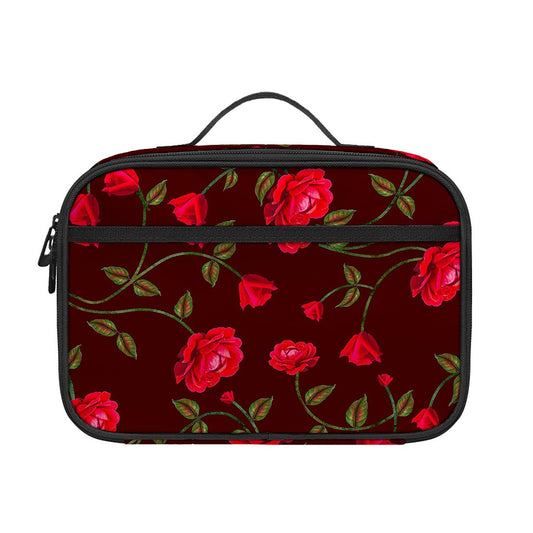 Red Rose Floral Flower Pattern Print Portable Lunch Bag