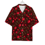 Red Rose Floral Flower Pattern Print Rayon Hawaiian Shirt