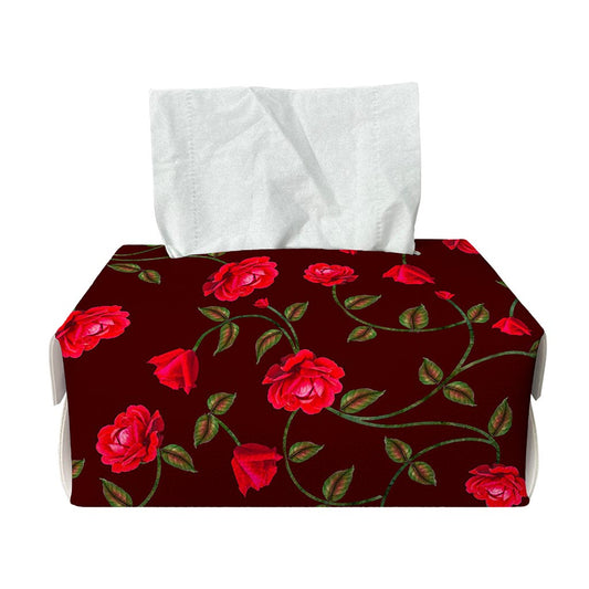 Red Rose Floral Flower Pattern Print Rectangle Tissue Box Cover