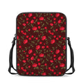 Red Rose Floral Flower Pattern Print Rectangular Crossbody Bag