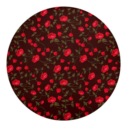 Red Rose Floral Flower Pattern Print Round Blanket