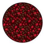 Red Rose Floral Flower Pattern Print Round Floor Mat