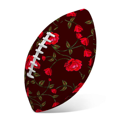 Red Rose Floral Flower Pattern Print Rugby Ball