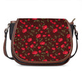 Red Rose Floral Flower Pattern Print Saddle Bag