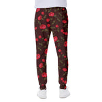 Red Rose Floral Flower Pattern Print Scuba Joggers