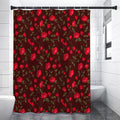 Red Rose Floral Flower Pattern Print Shower Curtain