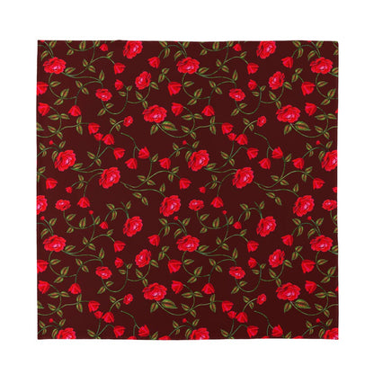 Red Rose Floral Flower Pattern Print Silk Bandana