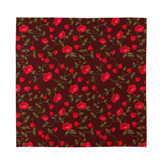 Red Rose Floral Flower Pattern Print Silk Bandana