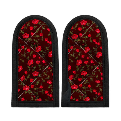 Red Rose Floral Flower Pattern Print Skillet Handle Cover