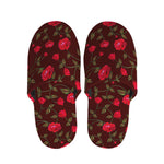 Red Rose Floral Flower Pattern Print Slippers