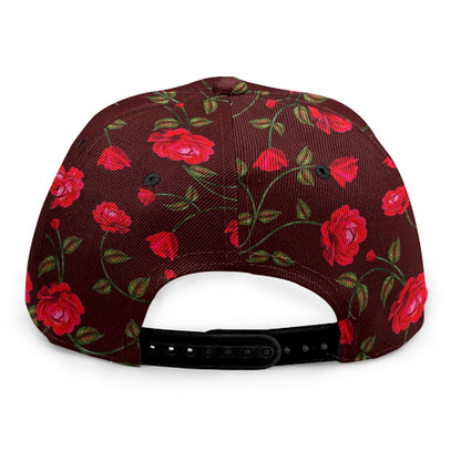 Red Rose Floral Flower Pattern Print Snapback Cap