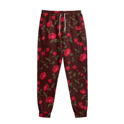 Red Rose Floral Flower Pattern Print Sweatpants