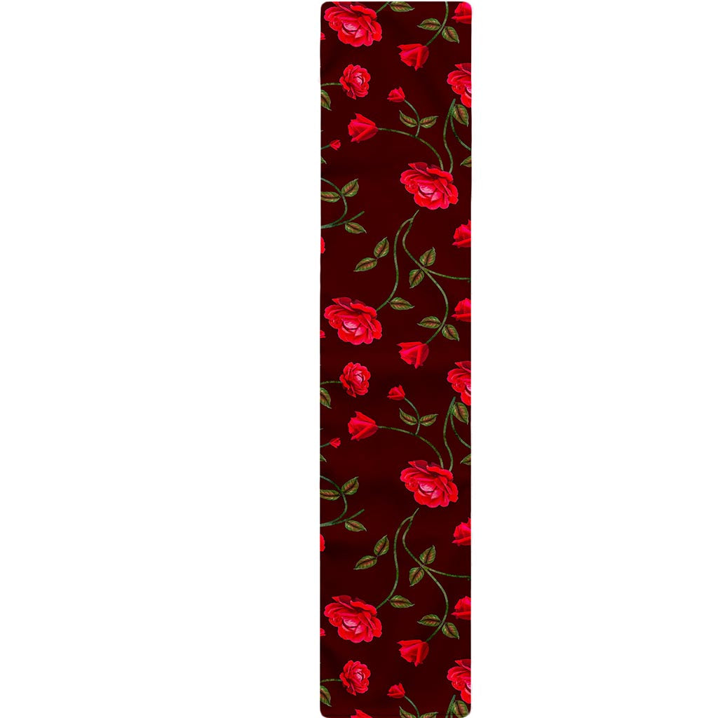 Red Rose Floral Flower Pattern Print Table Runner