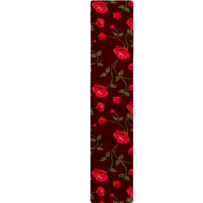 Red Rose Floral Flower Pattern Print Table Runner