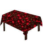 Red Rose Floral Flower Pattern Print Tablecloth