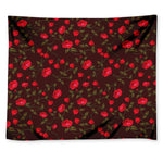 Red Rose Floral Flower Pattern Print Tapestry
