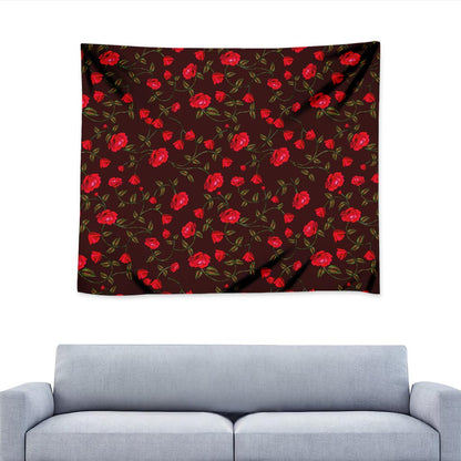 Red Rose Floral Flower Pattern Print Tapestry