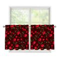 Red Rose Floral Flower Pattern Print Tier Curtains