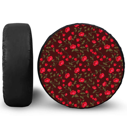 Red Rose Floral Flower Pattern Print Tire Cover