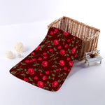 Red Rose Floral Flower Pattern Print Towel
