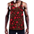 Red Rose Floral Flower Pattern Print Men's Workout Tank Top