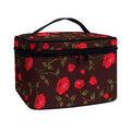 Red Rose Floral Flower Pattern Print Travel Makeup Bag