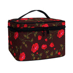 Red Rose Floral Flower Pattern Print Travel Makeup Bag