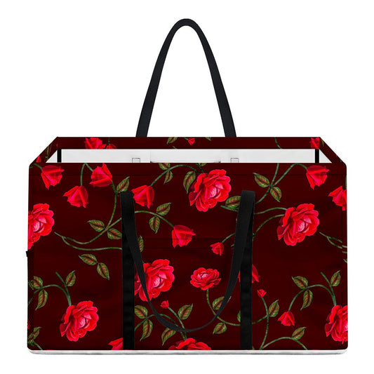 Red Rose Floral Flower Pattern Print Utility Tote Bag
