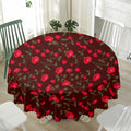 Red Rose Floral Flower Pattern Print Waterproof Round Tablecloth