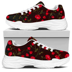 Red Rose Floral Flower Pattern Print White Chunky Shoes