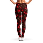 Red Rose Floral Flower Pattern Print Women's Leggings