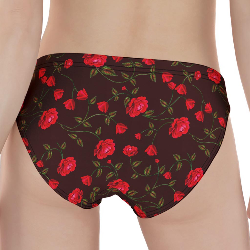 Red Rose Floral Flower Pattern Print Women's Panties