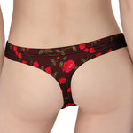 Red Rose Floral Flower Pattern Print Women's Thong