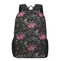 Red Rose Floral Pattern Print 17 Inch Backpack